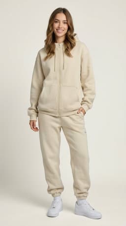 Off-white zip-up hoodie — product flat lay