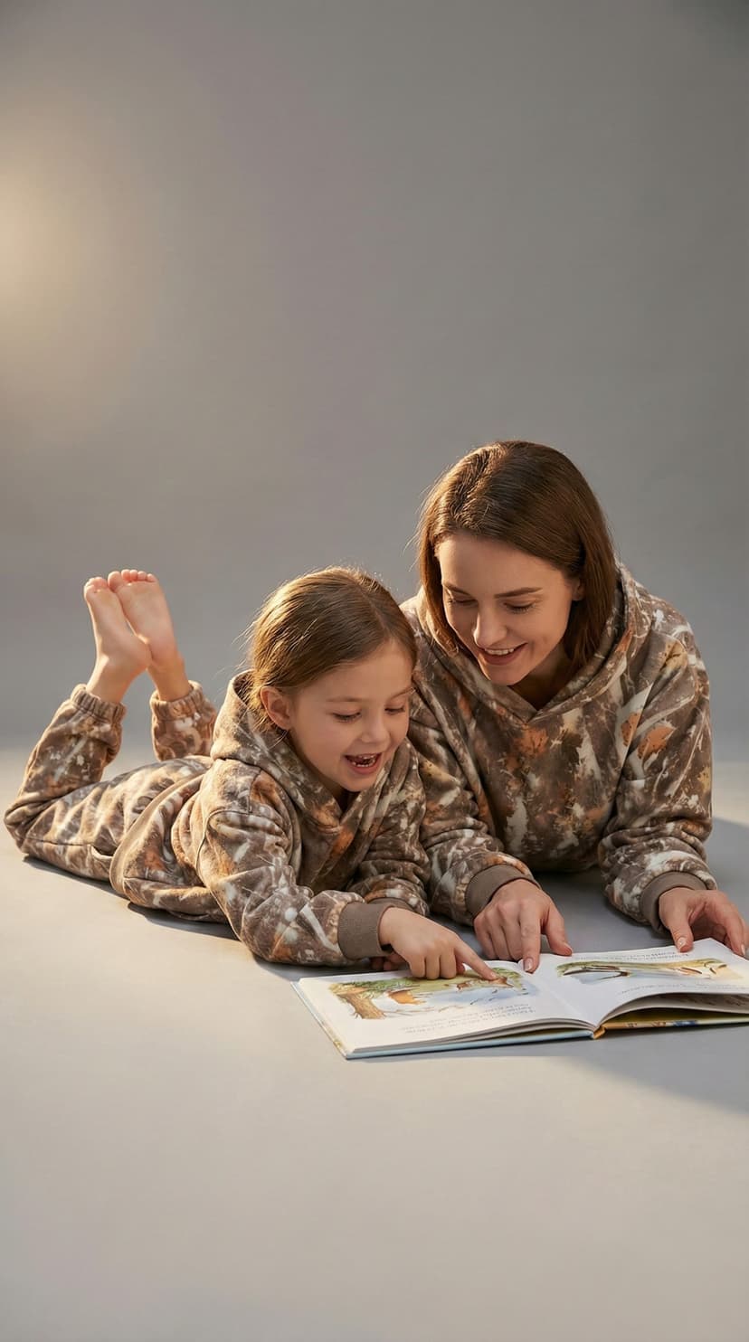 Mother and daughter matching camo hoodie set